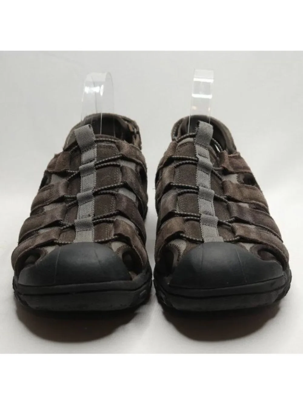 Skechers Selmo Men's Size 10 Brown Black Leather Slip On Fisherman Sandals